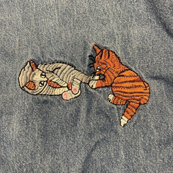 Vintage Cat Denim Grandma Shirt XL - Picture 5 of 8